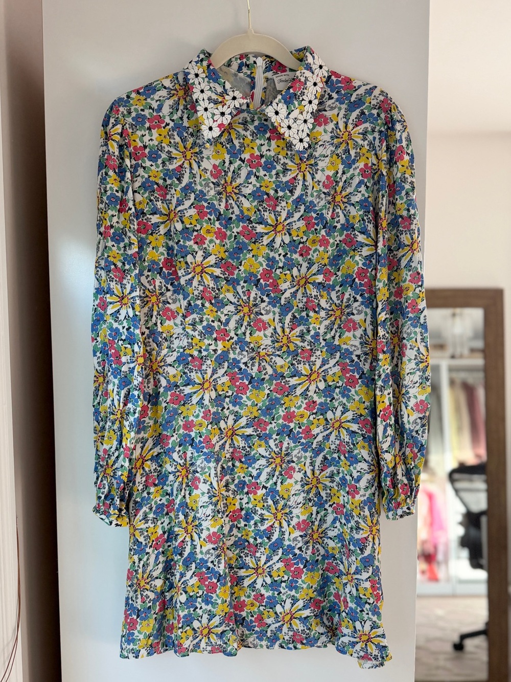 HVN | DESIGNER | MATILDA LONG SLEEVE COLLARED FLORAL 60s MOD A LINE DRESS